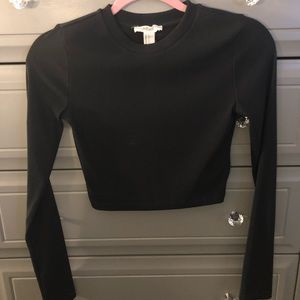 Navy Ribbed Crop Top